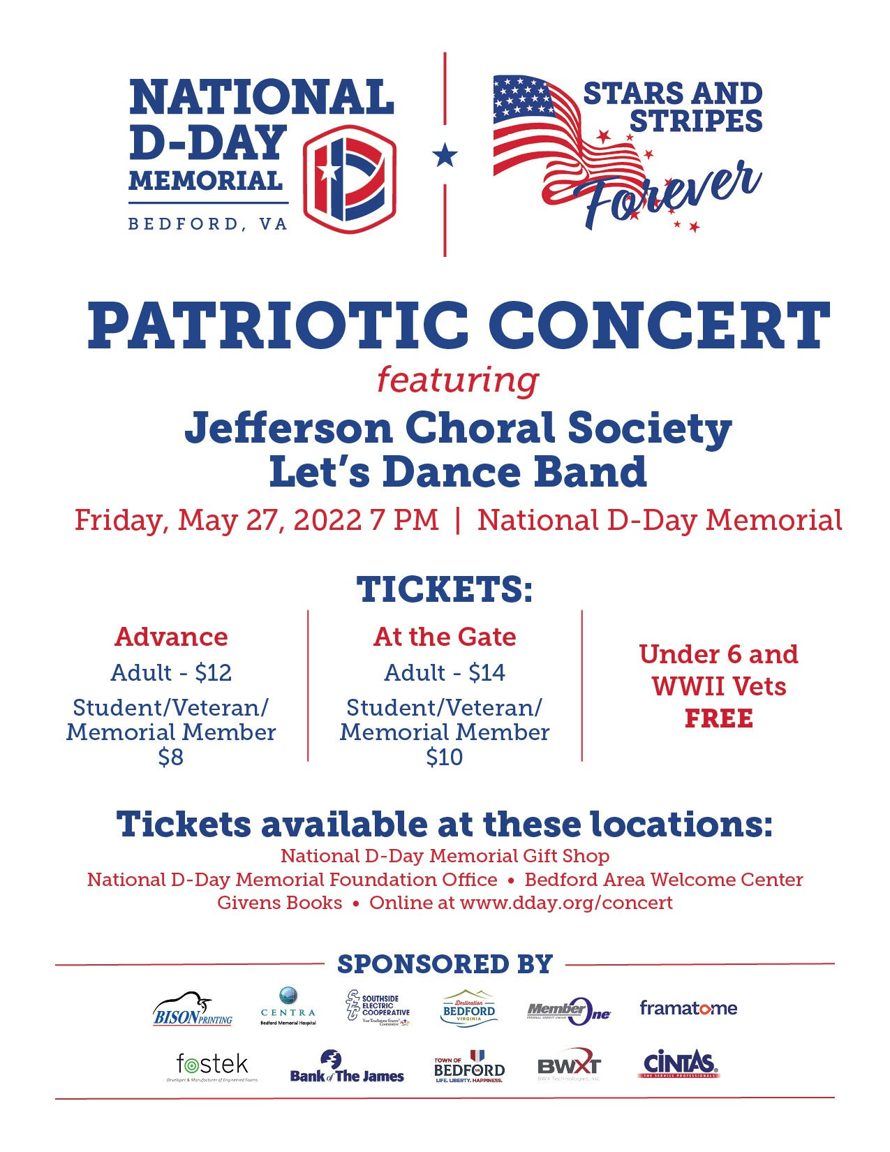 National D-Day Memorial Reschedules "Stars and Stripes Forever" Patriotic Concert for Saturday, May 28